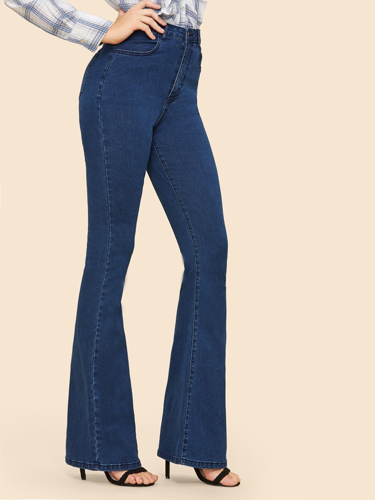 SHEIN High Waisted Flare Hem Skinny Jeans | SHEIN