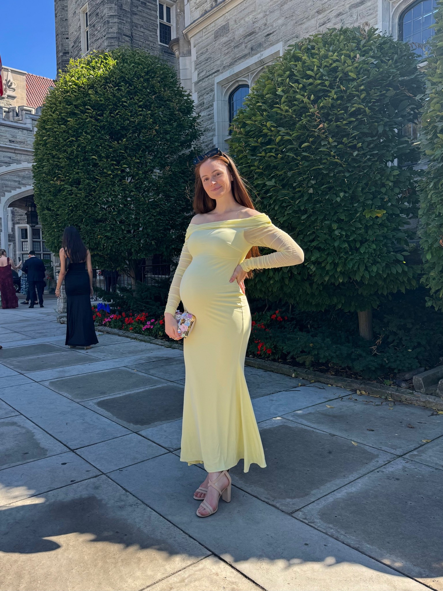 First preggy wedding 🥰✨ dress code was colorful black tie & this dress was perfectly stretchy without feeling too tight on my belly. Shoes, rings, clutch, and sunglasses are all Amazon and ship prime!! 

#LTKStyleTip #LTKWedding #LTKBump