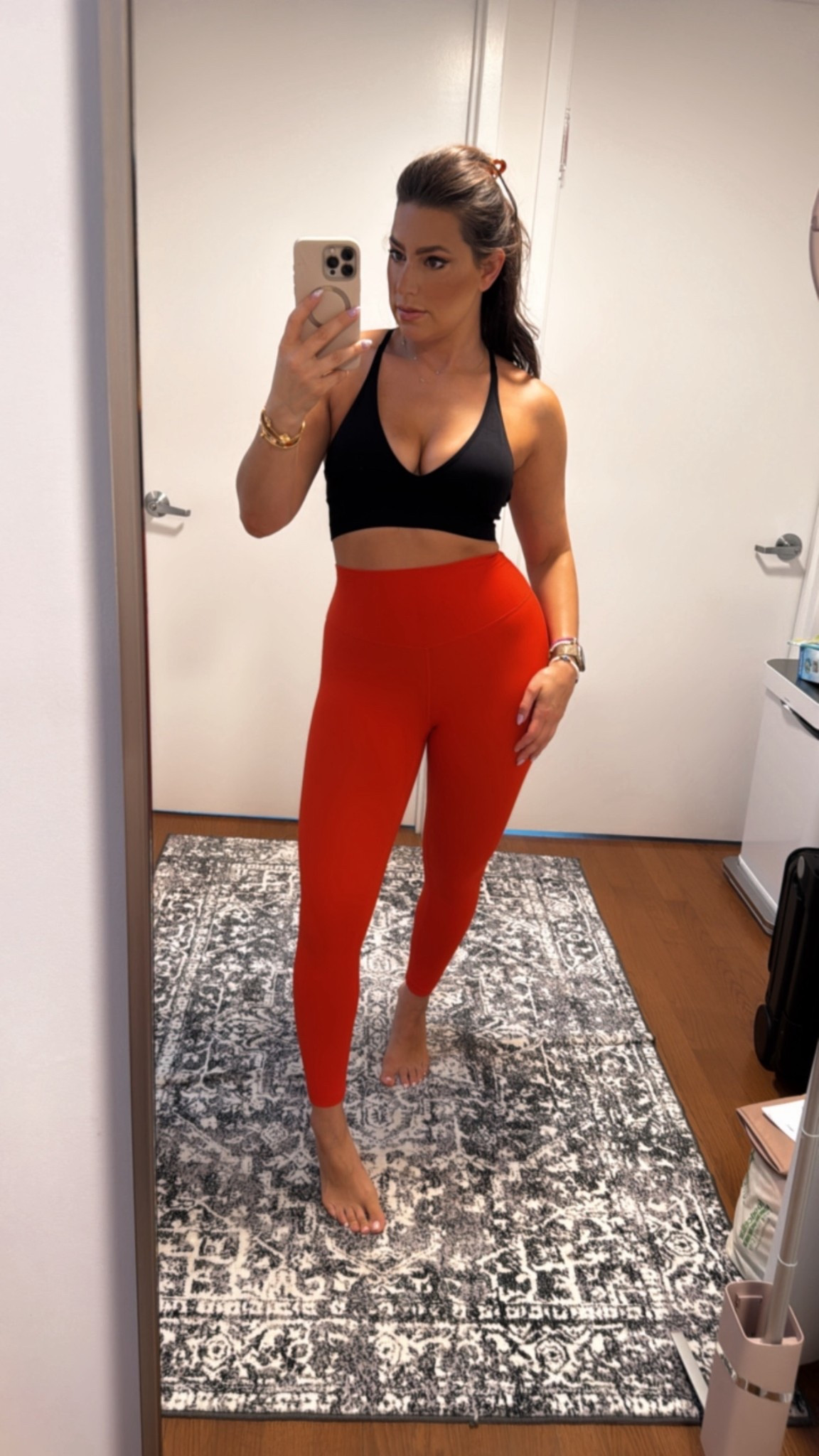 Wearing a medium in these Zella firey red yoga pants that are so soft! Amazon athletic bralette that comes in a set of 3-5 colors and has removable padding. Nordstrom sale, Nordstrom finds, Nordstrom athletic wear, yoga pants, workout pants matching sets, Emily Brickel Edelsonn

#LTKSeasonal #LTKActive #LTKSaleAlert