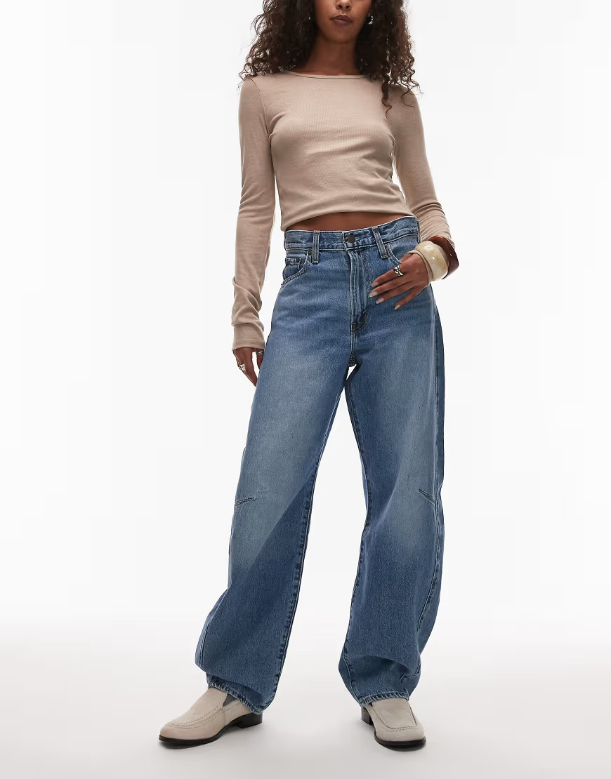 Levi's cinch barrel jeans in mid blue | ASOS (Global)