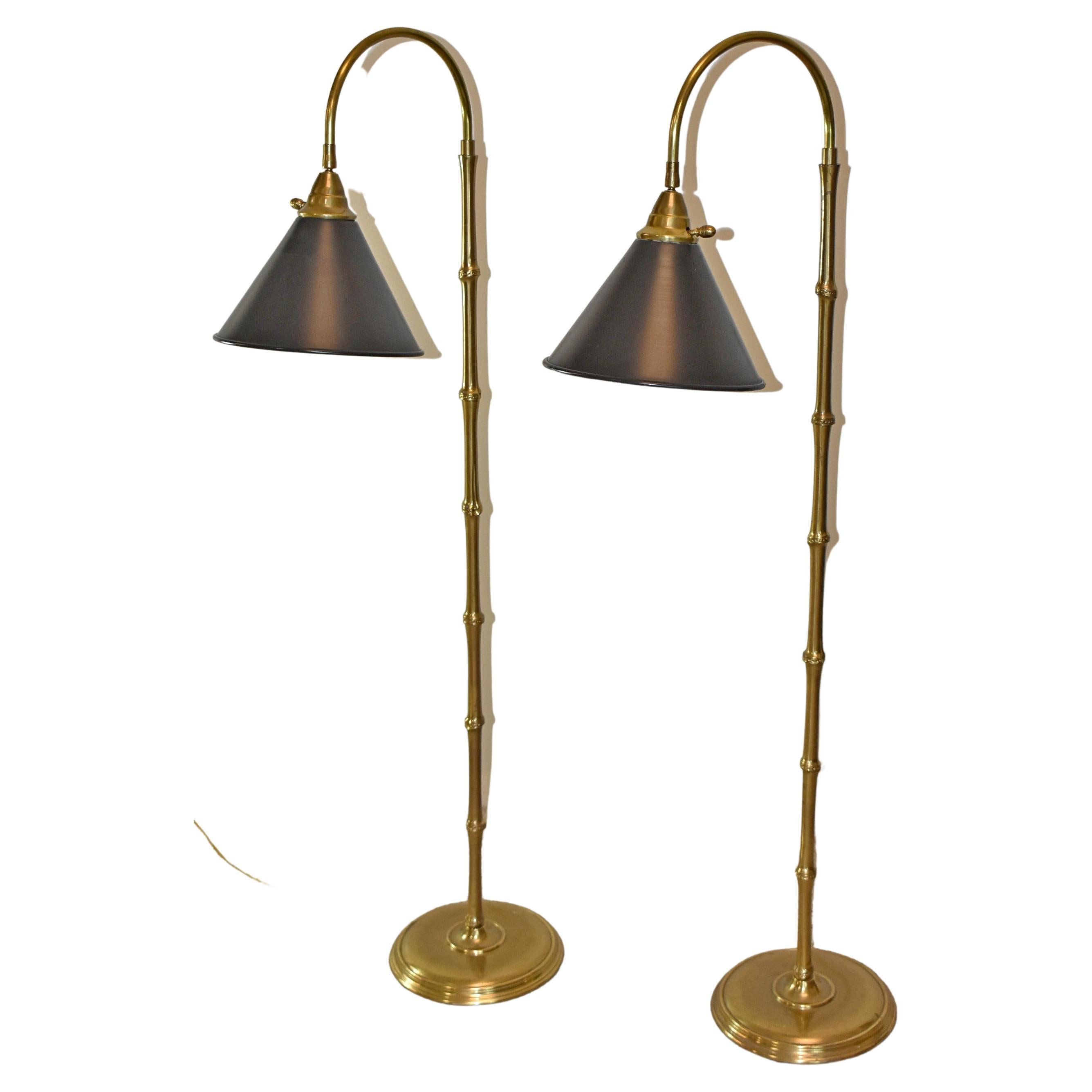 Mario Buatta for Frederick Cooper Brass Bamboo Floor Lamp | 1stDibs