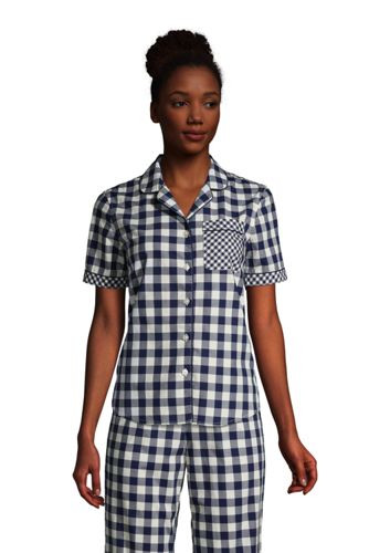 Draper James x Lands' End Women's Short Sleeve Cotton Poplin Pajama Shirt | Lands' End (US)