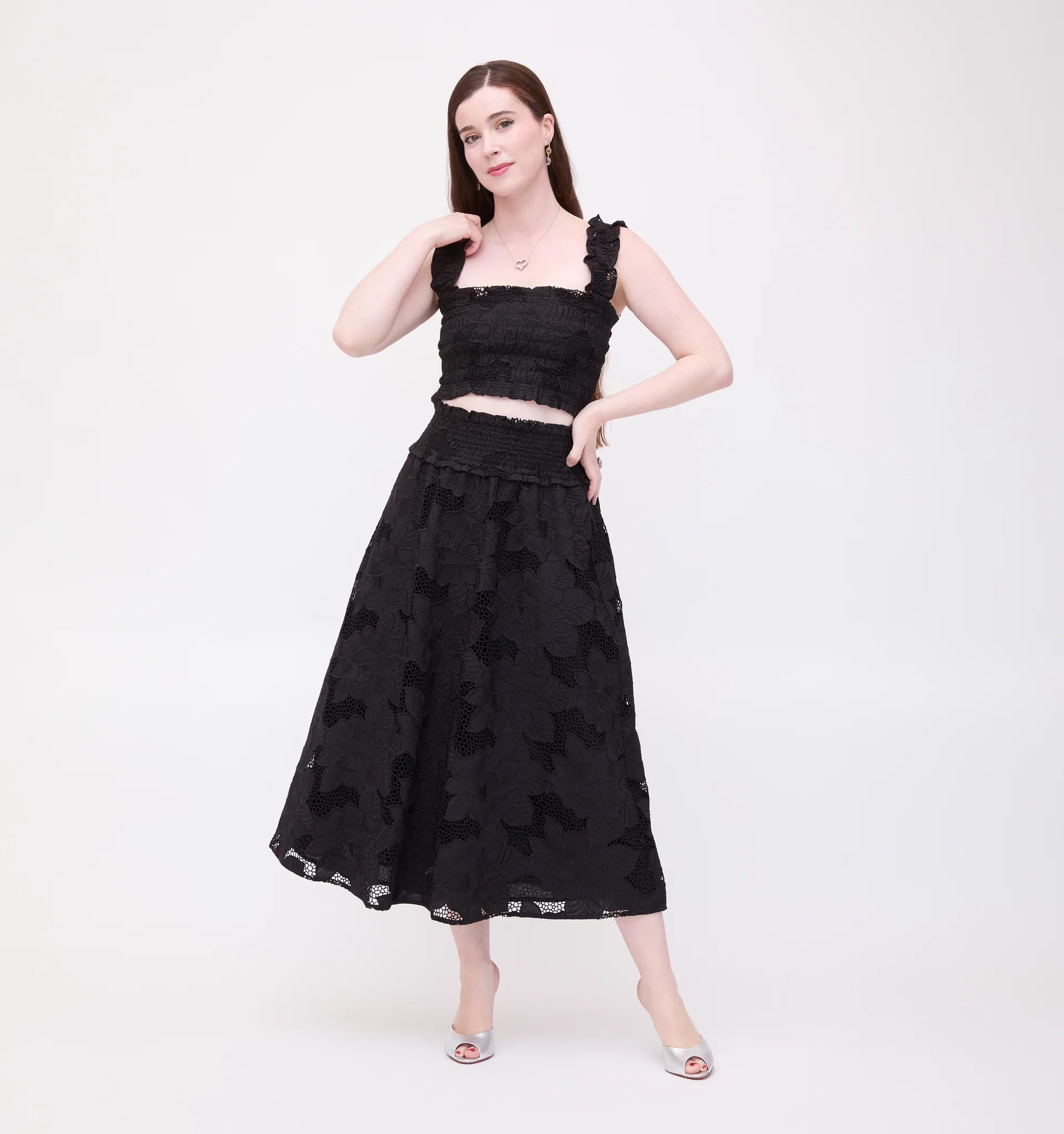 The Delphine Nap Skirt - Black Floral Lace | Hill House Home