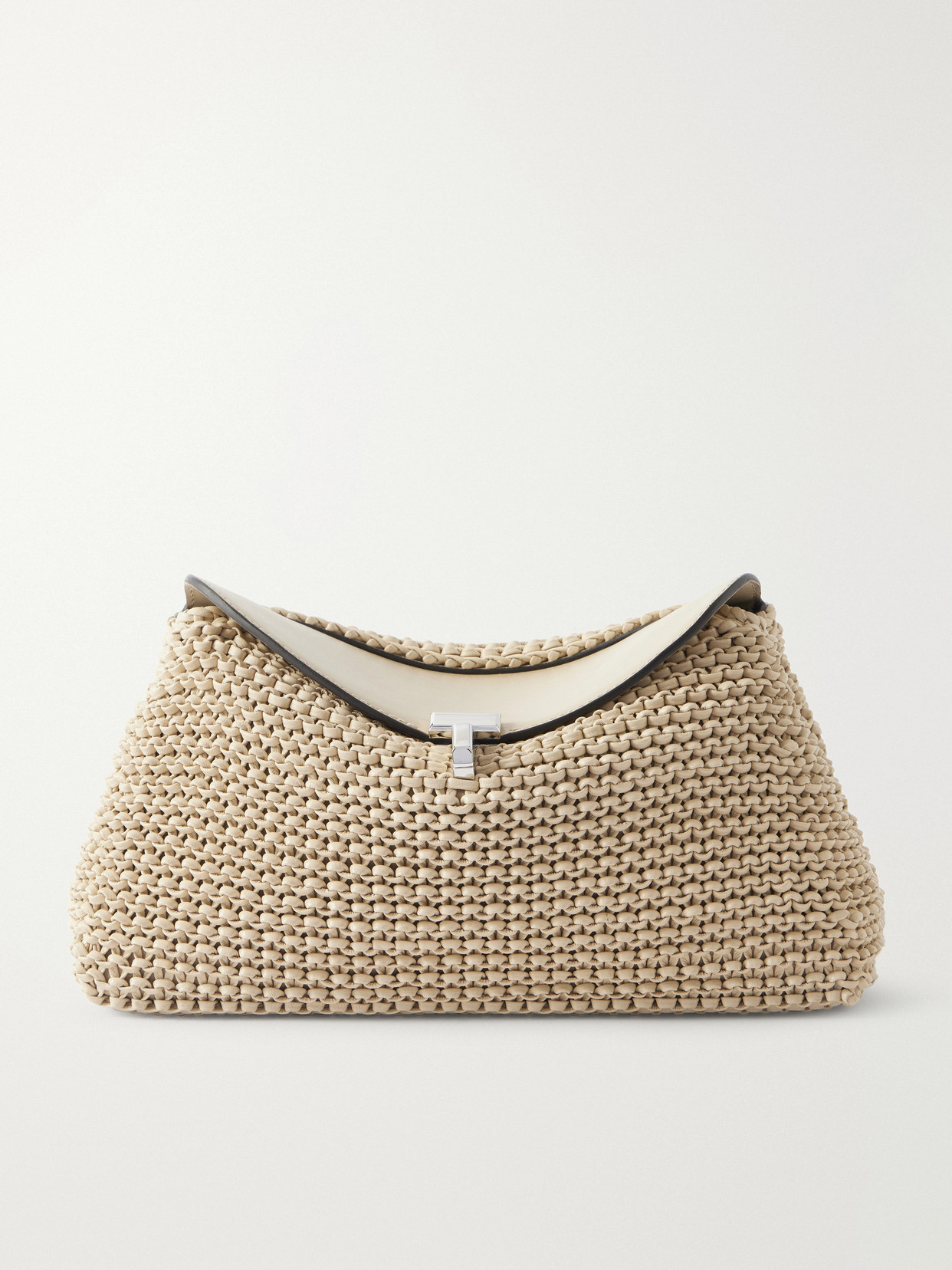 TOTEME - T-lock Woven Leather Clutch - Brown | NET-A-PORTER (US)