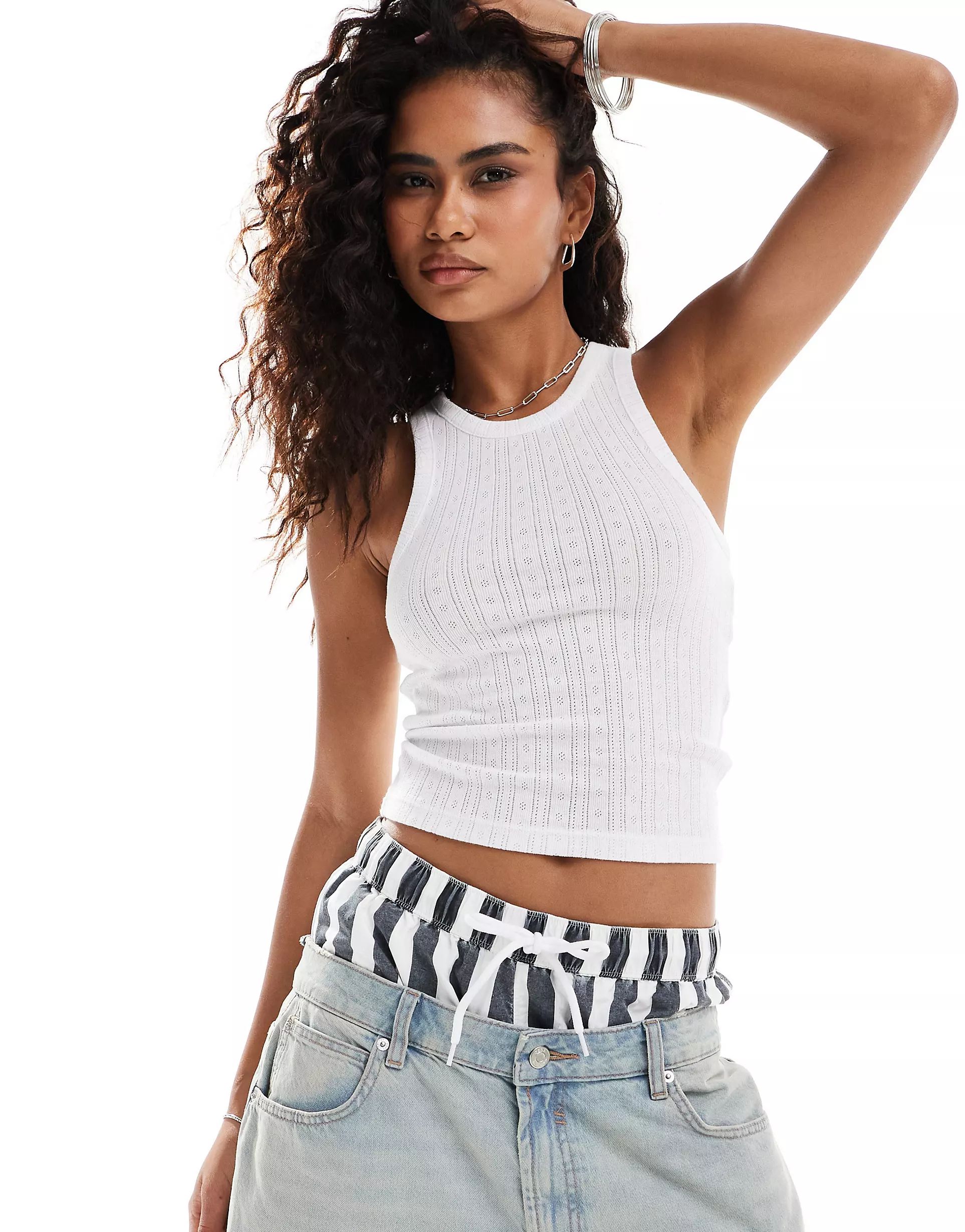 COLLUSION pointelle vest in white | ASOS (Global)