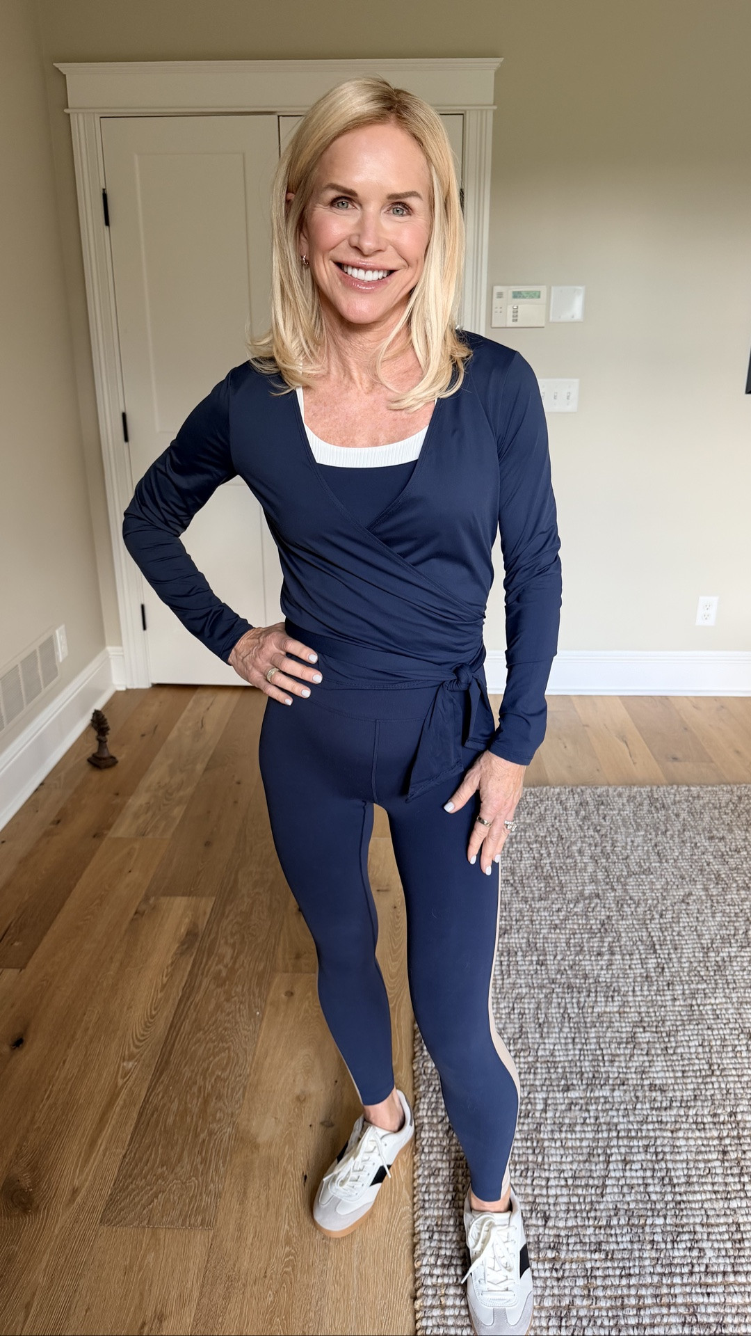 Another adorable matching athletic outfit. Throw on this wrap top and you’re ready for your next workout’

#LTKfitnessgoals #LTKgrwm #LTKootd