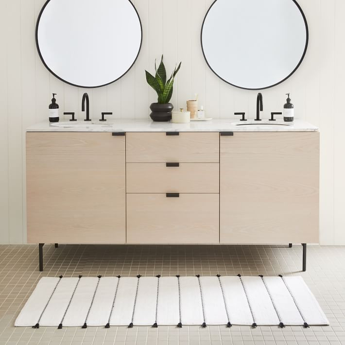 Organic Tassel Stripe Bath Runner | West Elm (US)