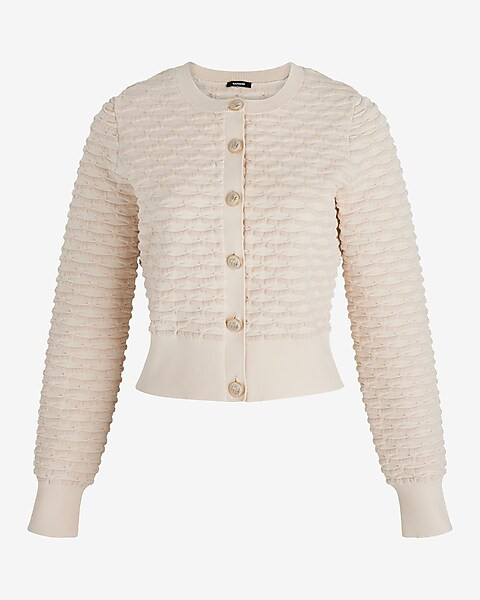 Textured Velvet Novelty Button Cardigan | Express