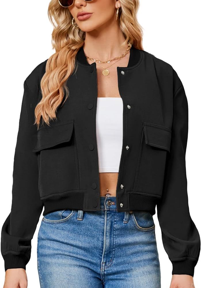 Durio Womens Bomber Jacket Fashion Short Cropped Jacket Casual Jackets for Women Varsity Jacket w... | Amazon (US)