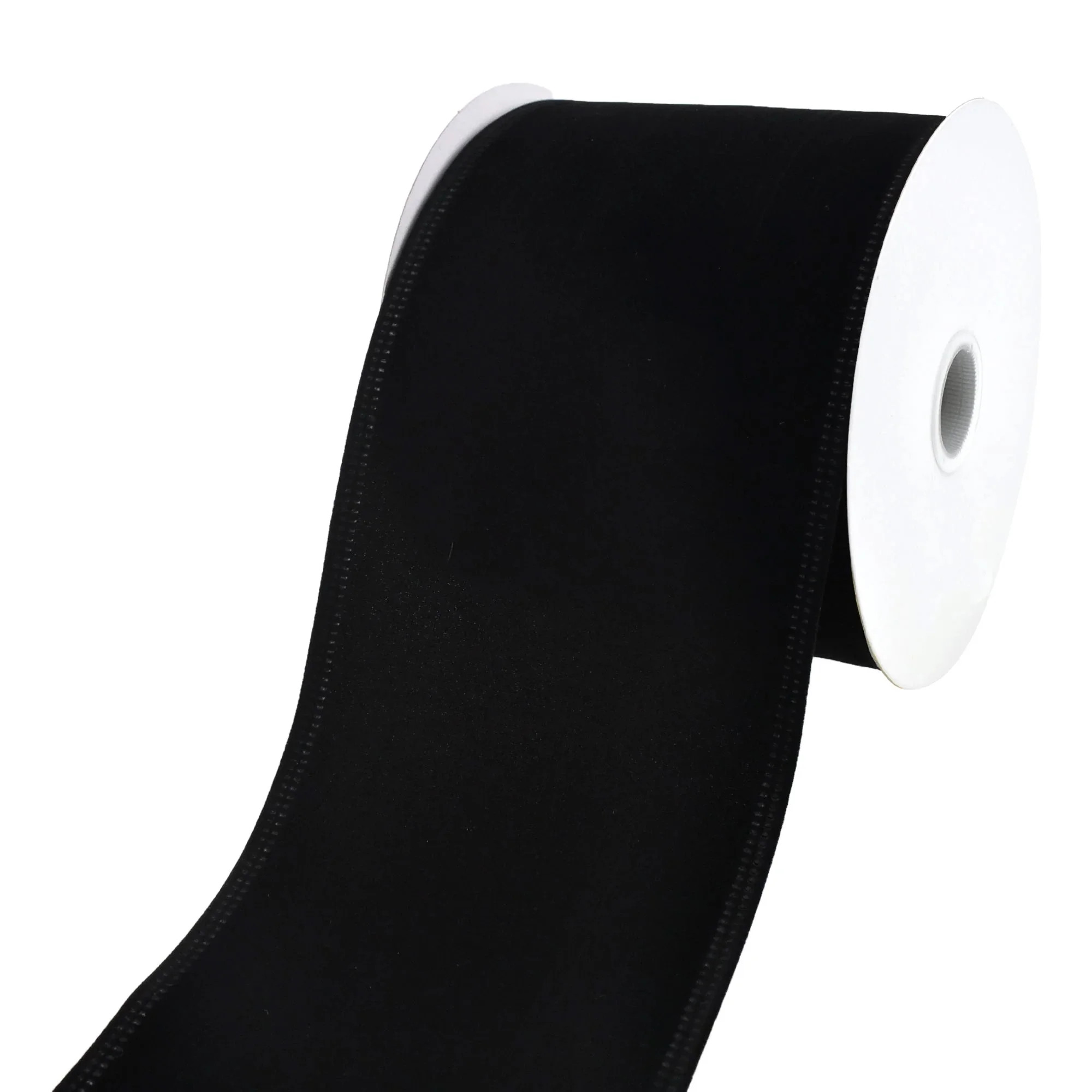 Christmas Velvet Wired Edge Ribbon, 4-Inch, 10-Yard - Black | Walmart (US)