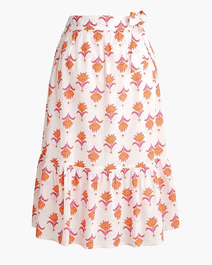Tiered faux-wrap midi skirt | J.Crew Factory