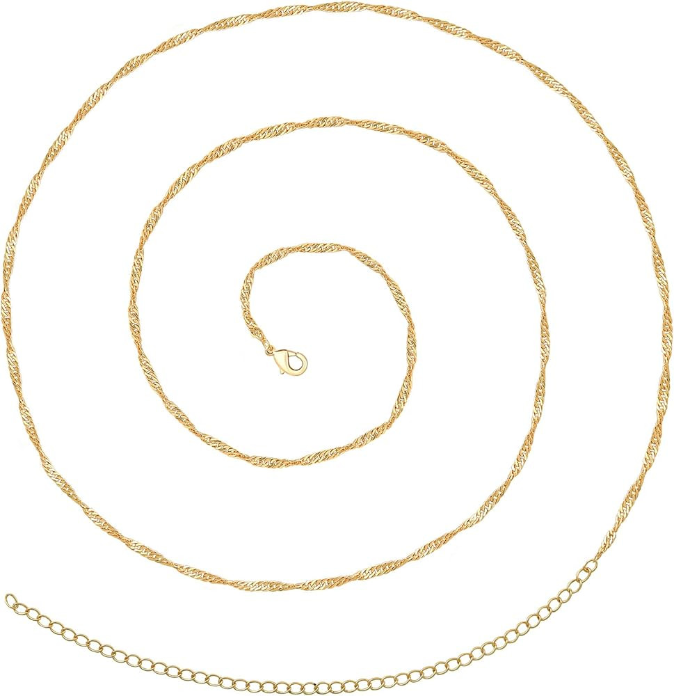 Honsny 27/33/40 Inches Belly Chain for Women 14K Gold Plated Plus Size Waist Chains Bikini Body s... | Amazon (US)