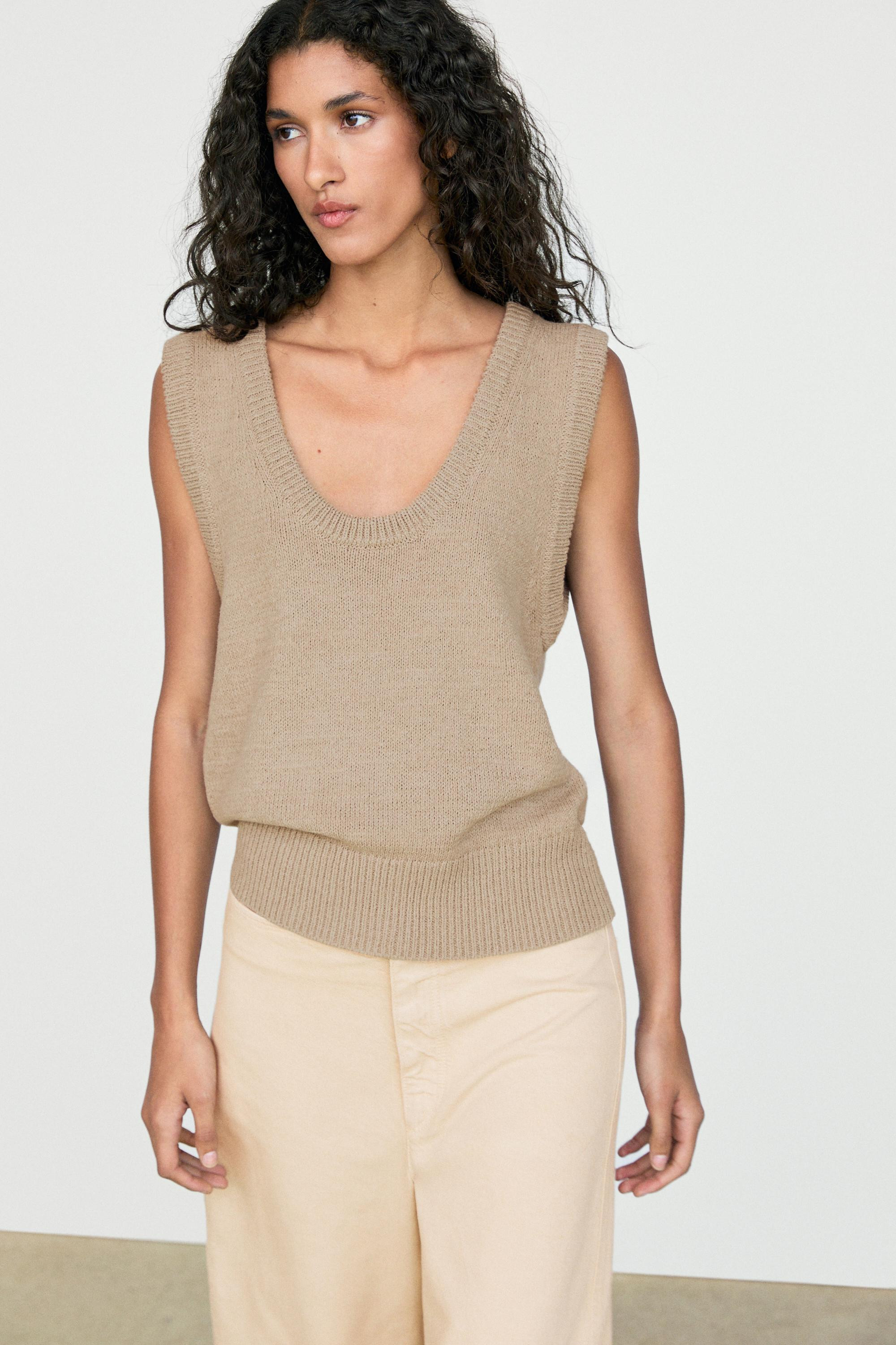 Cotton-blend ribbed knit vest | Massimo Dutti US