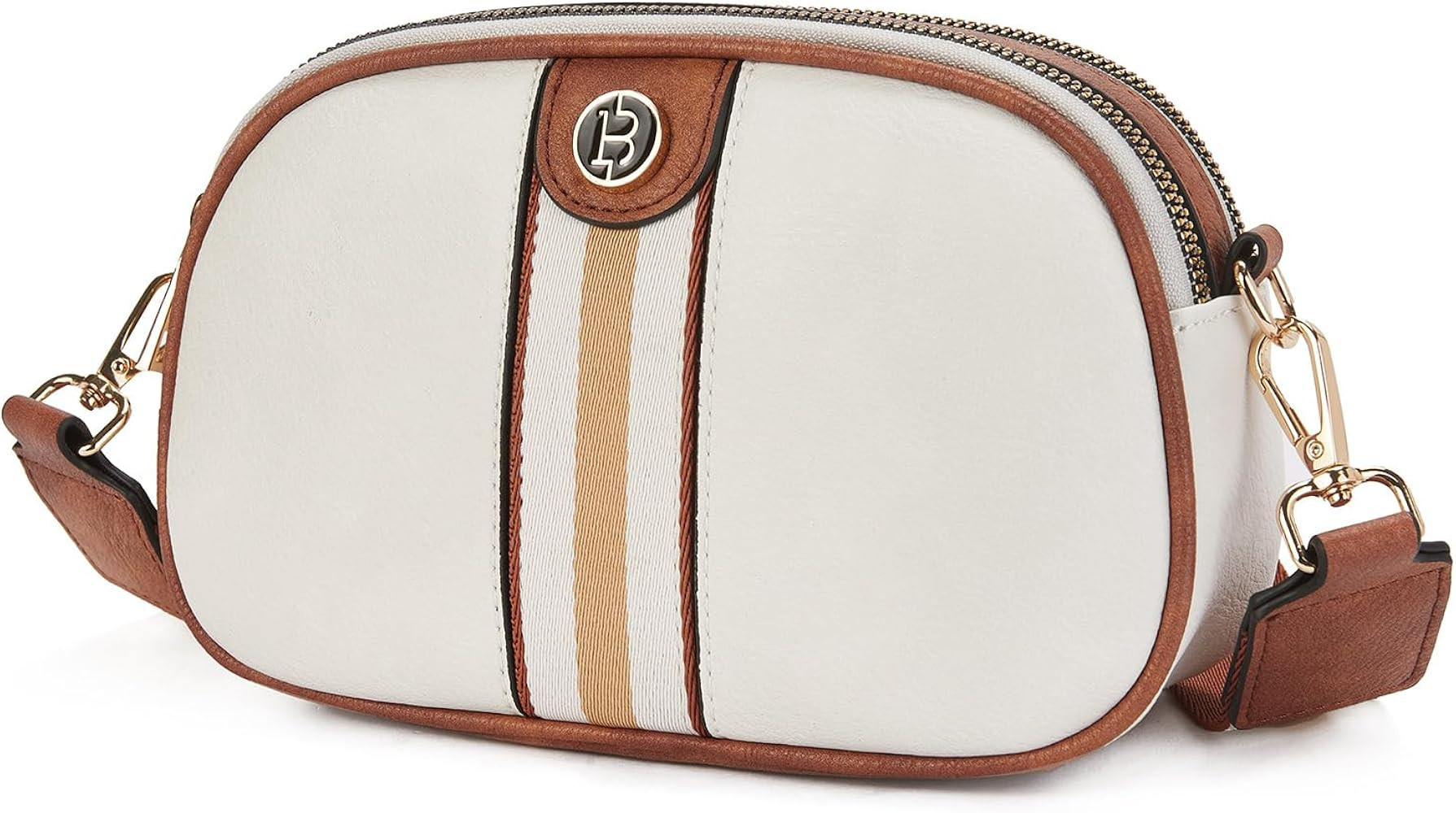 BOSTANTEN Small Crossbody Purse for Women Triple Zip Cell Phone Leather Handbag with Colored Shoulde | Amazon (US)