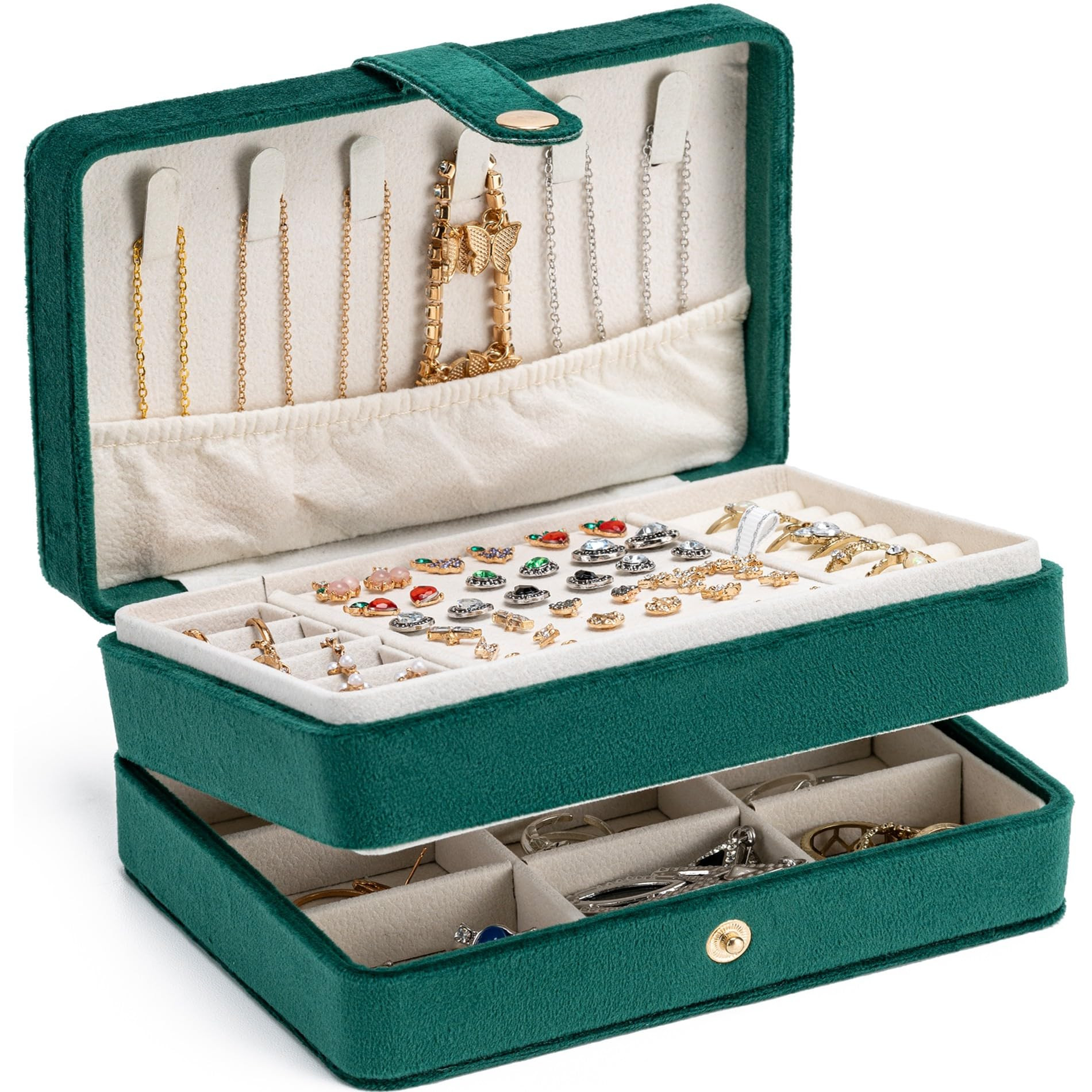 MODENGKONGJIAN Jewelry Organizer Box, 2-Layer Large Jewelry Storage Case, Portable Travel Jewelry... | Amazon (US)