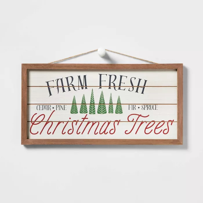 Farm Fresh Christmas Tree with Wood Frame Hanging Sign - Wondershop™ | Target