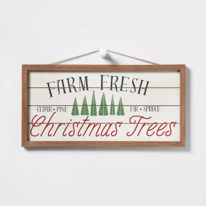 Farm Fresh Christmas Tree with Wood Frame Hanging Sign - Wondershop&#8482; | Target