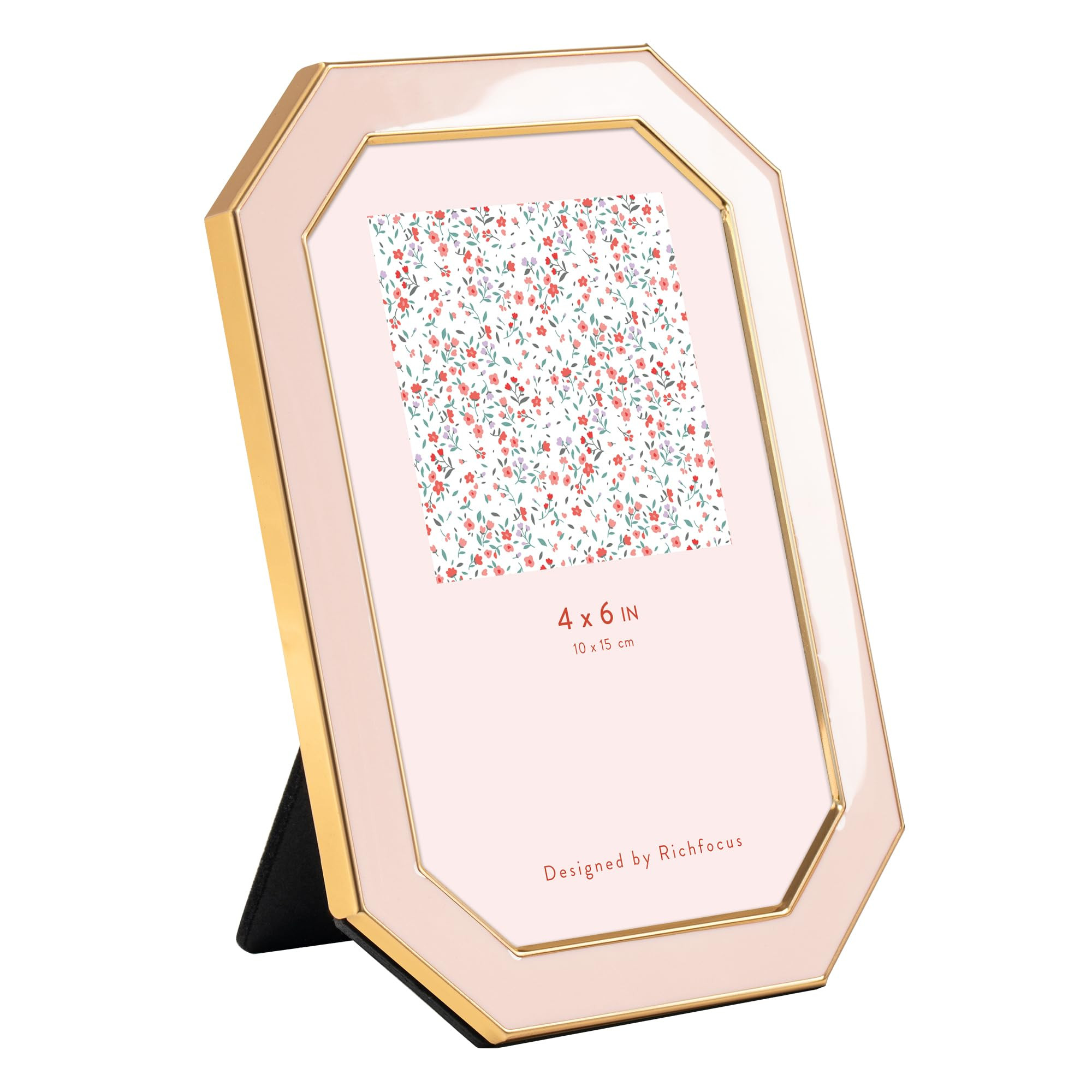 RICHFOCUS 4x6 Enamel Picture Frame with HD-Tempered Glass, Octagon Photo Frame with Gold Metal Ed... | Amazon (US)