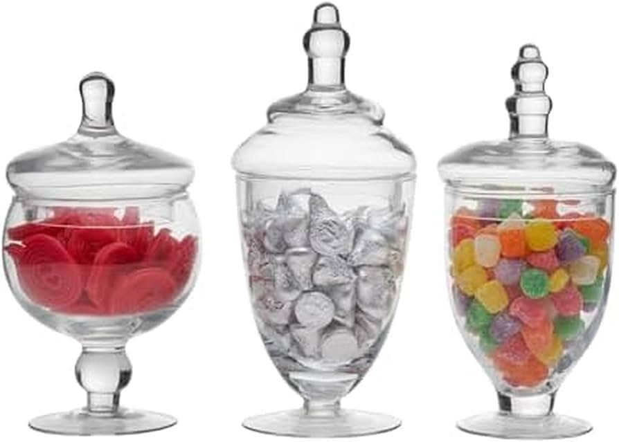 Elements Glass Apothecary Jars, Set of 3 Clear Decorative Jars for Wedding Decor, Candy Buffet, B... | Amazon (US)