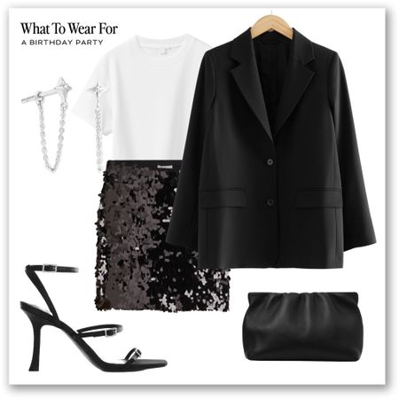 Party outfit inspo 

Arket, white T-shirt, H&M, sequin skirt, black clutch bag, heels, mango, silver drop earrings, astrid & miyu, & other stories, cos 

#LTKstyletip #LTKparties #LTKSeasonal