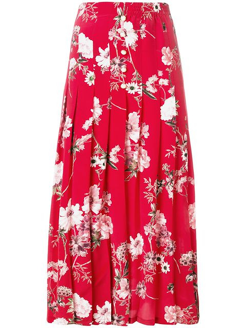 Floraler Seidenrock mit plissiertem Design | FarFetch DE