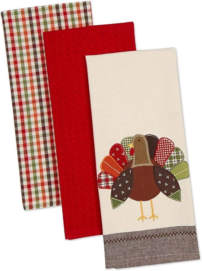DII Thanksgiving Fall Kitchen Towels Collection Decorative Embellished Dish Towel Set, 18x28", Tu... | Amazon (US)