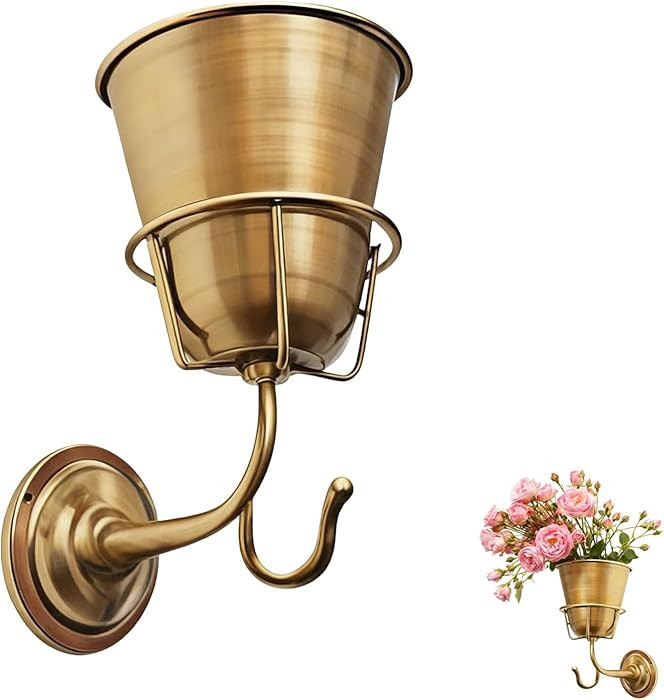 Opal Wall Vessel Gold,Elegant Wall Vessel for Flowers with Hook Wall Mount Planter for Stylish Ho... | Amazon (US)