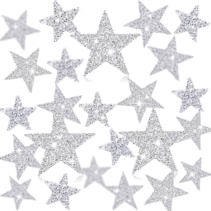 Syhood 24 Pieces Star Patches Iron on Patches Star Appliques Rhinestone Adhesive Sequin Star Patc... | Amazon (US)