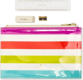kate spade new york candy stripe pencil pouch set | Nordstromrack | Nordstrom Rack