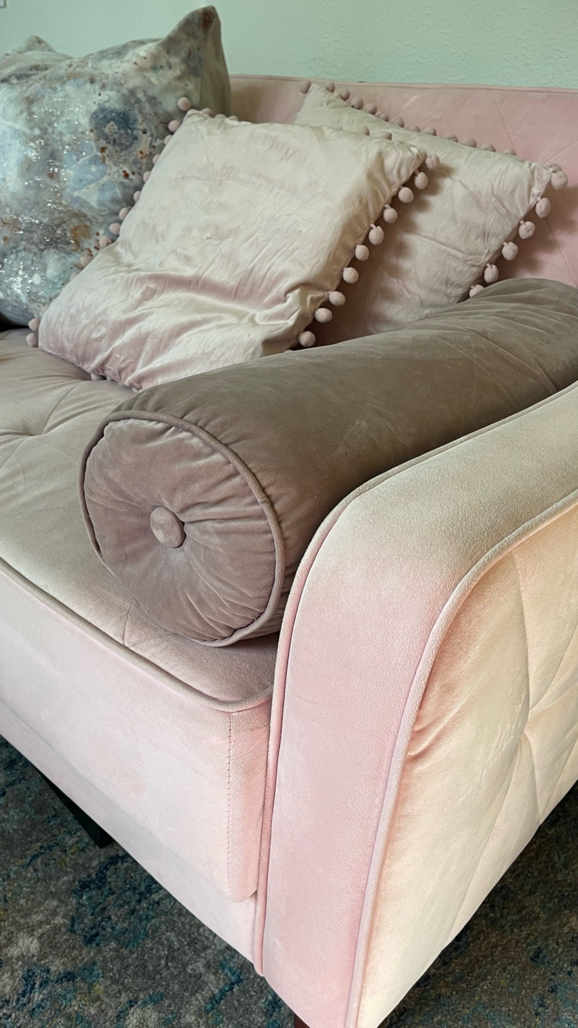 Does Barbie fever have you getting everything in pink? I couldn’t be happier! My random velvet pink couch (that I’ve had for 4 years and love) 💗 is suddenly in, so yay! It’s a soft pink velvet, and I’ve paired it with mauve holster pillows, boho velvet ball tassel throw pillows and a big square euro pillow for an extra touch of glam. These calming shades of pink and even ice blues make my studio the perfect relaxing yet glam space.

The couch does double duty as it folds into a full size futon bed for guests. 

#LTKFind #LTKstyletip #LTKhome