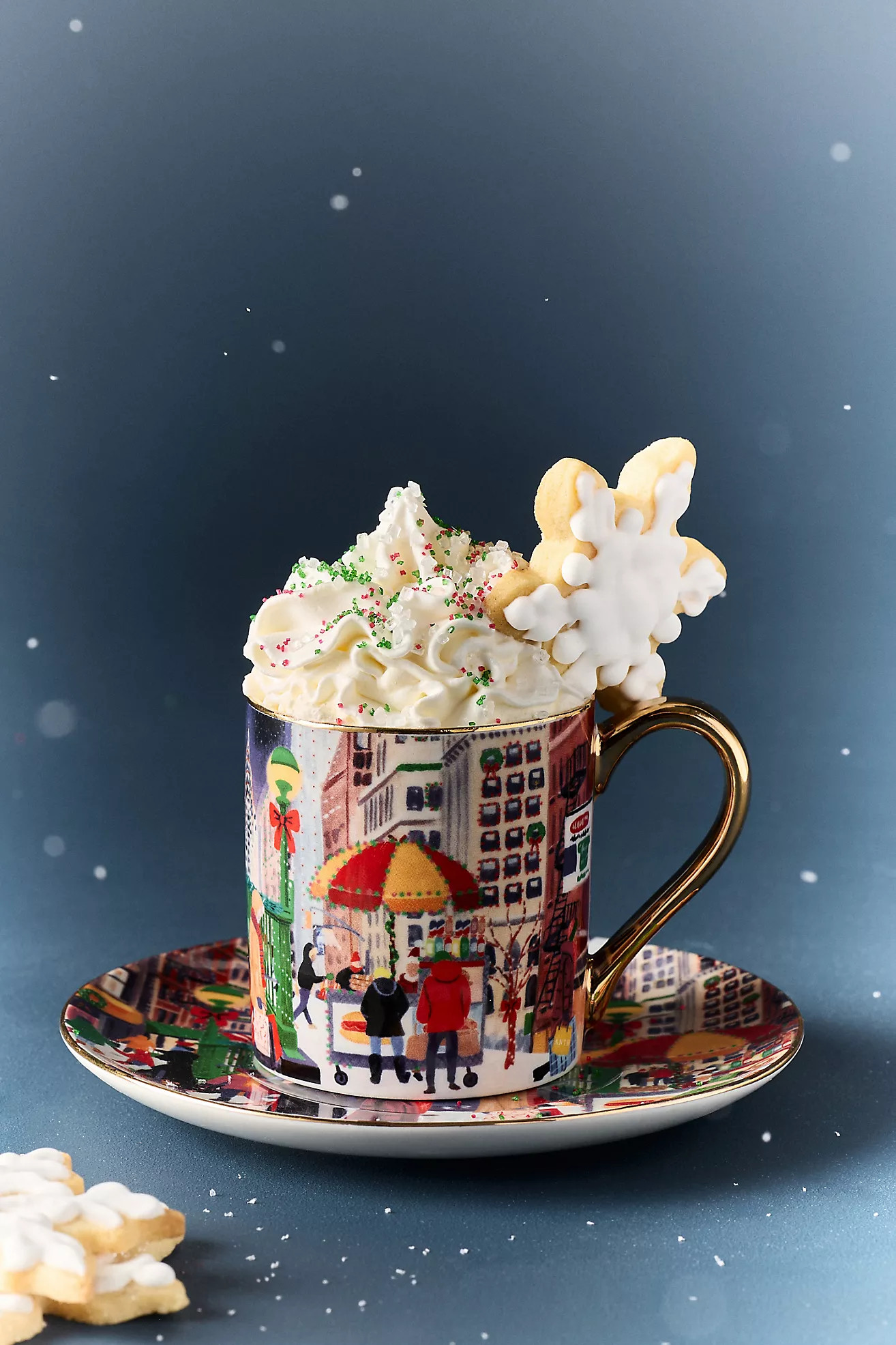 Holiday in the City Stoneware Espresso Cup & Saucer | Anthropologie (US)