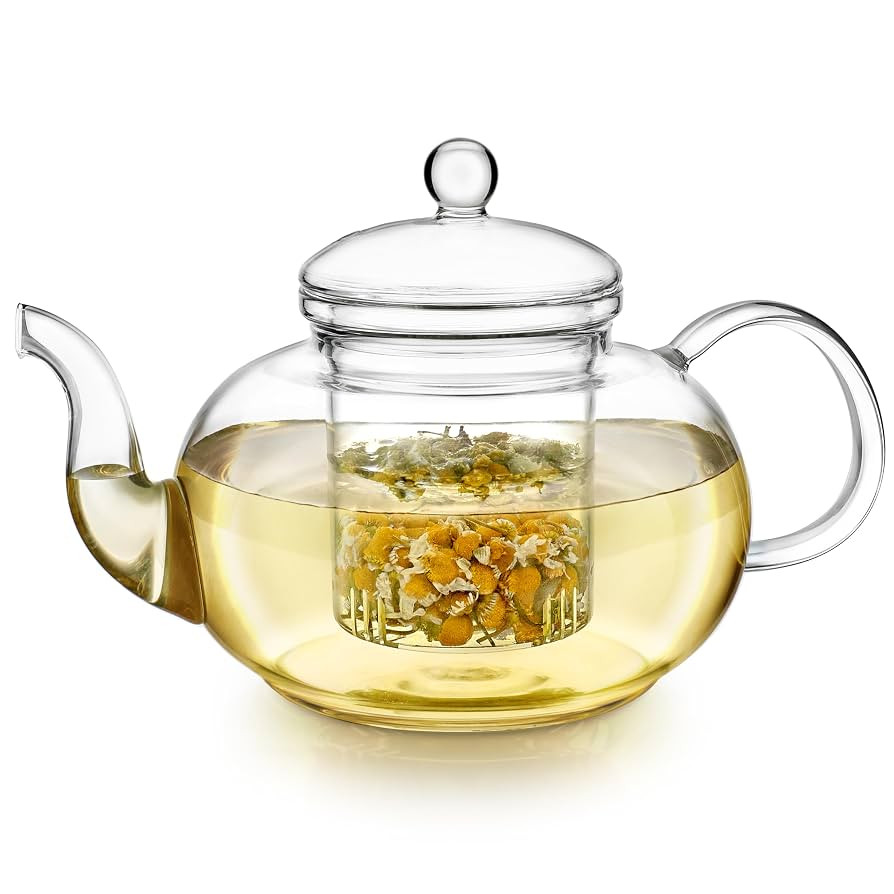 Teabloom Blossoms Glass Teapot – Stovetop and Microwave Safe Borosilicate Glass Teapot with Rem... | Amazon (US)