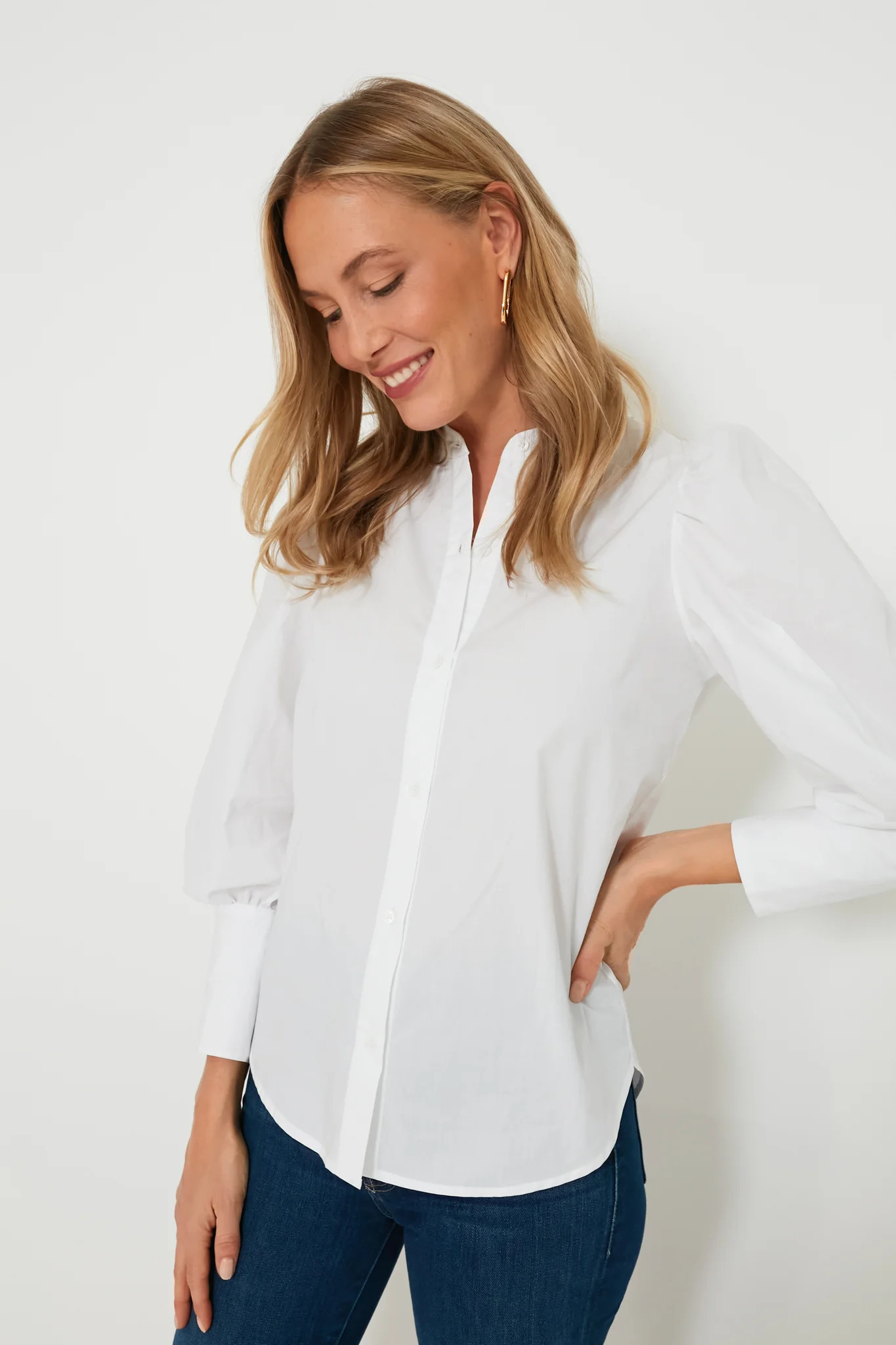 White Long Sleeve Vail Blouse | Tuckernuck (US)