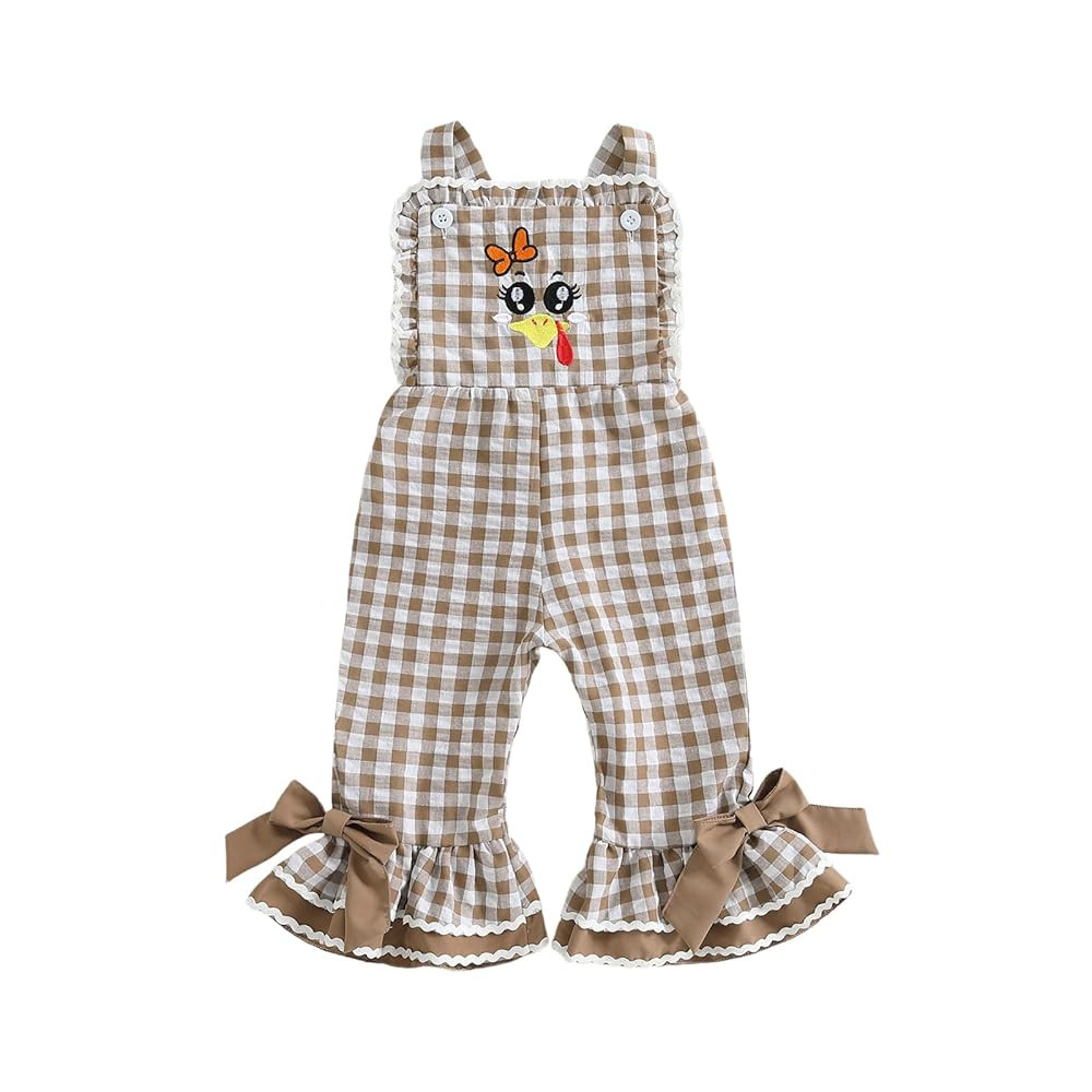 YINGISFITM Toddler Baby Girl Thanksgiving Outfits Turkey Romper Long Flared Jumpsuit Thanksgiving... | Amazon (US)