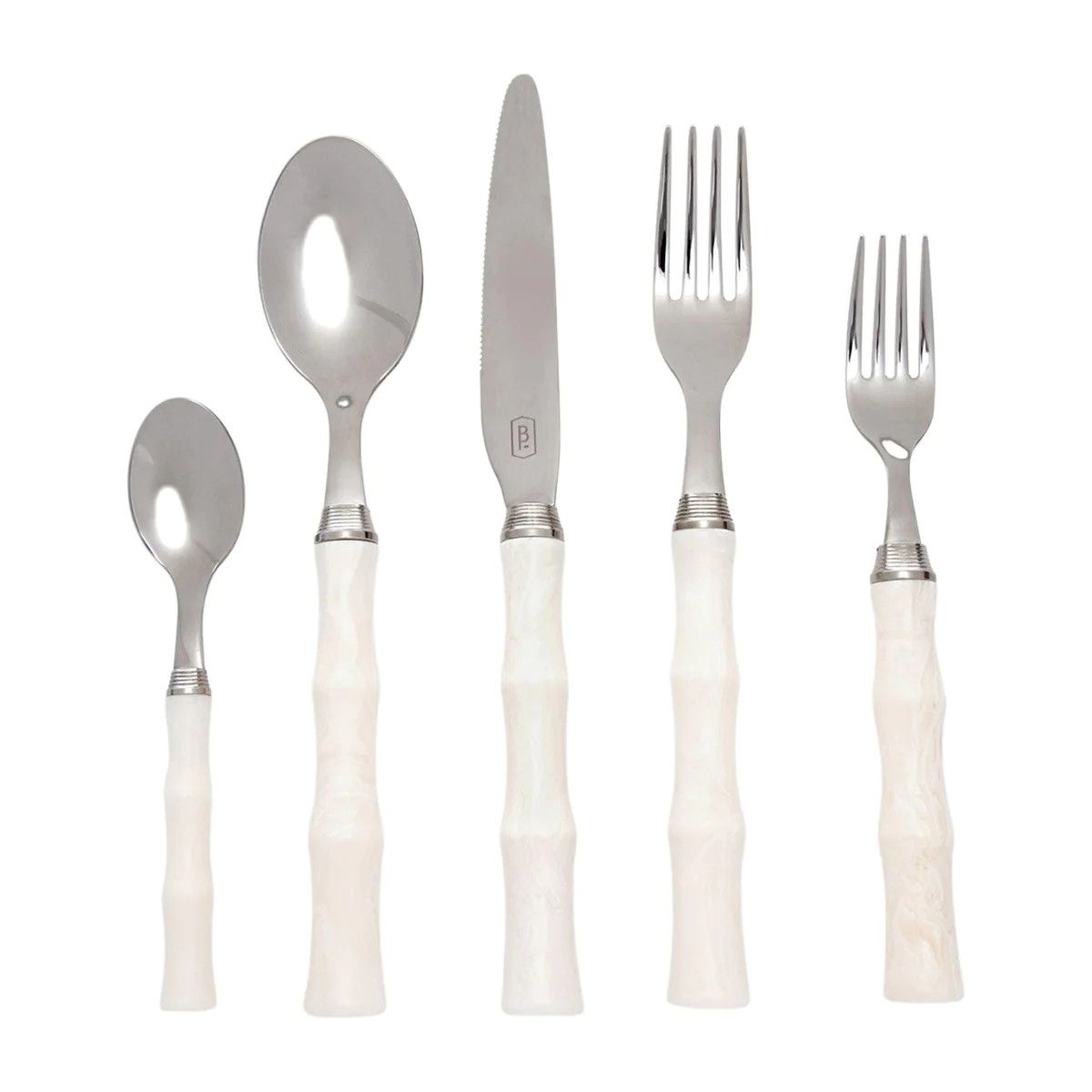 Stainless Steel and Faux Ivory Five Piece Flatware Set | The Well Appointed House, LLC