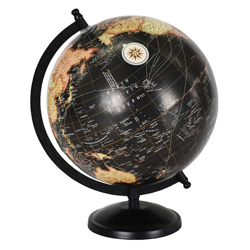 Black Metal Globe Decor, 11", Plastic, sold by At Home | At Home
