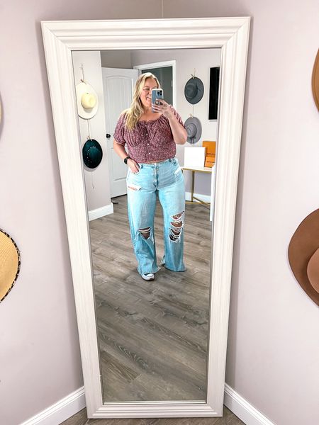 Wide leg jeans with lots of distressing styled with a cute floral blouse and platform sneakers. 

Plus size summer outfit 
Wide leg jeans
Plus size blouse 
Jeans outfit 

#LTKStyleTip #LTKSeasonal #LTKPlusSize