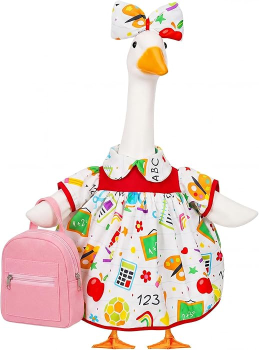 Back to School Porch Goose Outfit Teacher Goose Clothes Costume Statues Decor for 23" school Clas... | Amazon (US)