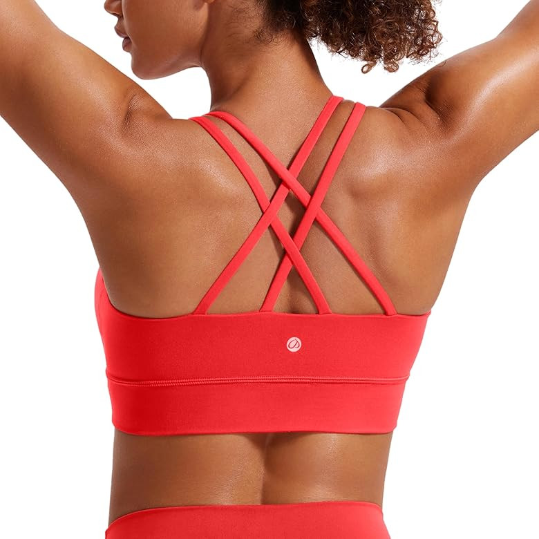 CRZ YOGA Womens Butterluxe Strappy Longline Sports Bra - Molded Cup Double Spaghetti Strap Workou... | Amazon (US)
