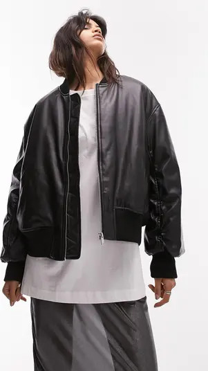 Faux Leather Crop Bomber Jacket | Nordstrom