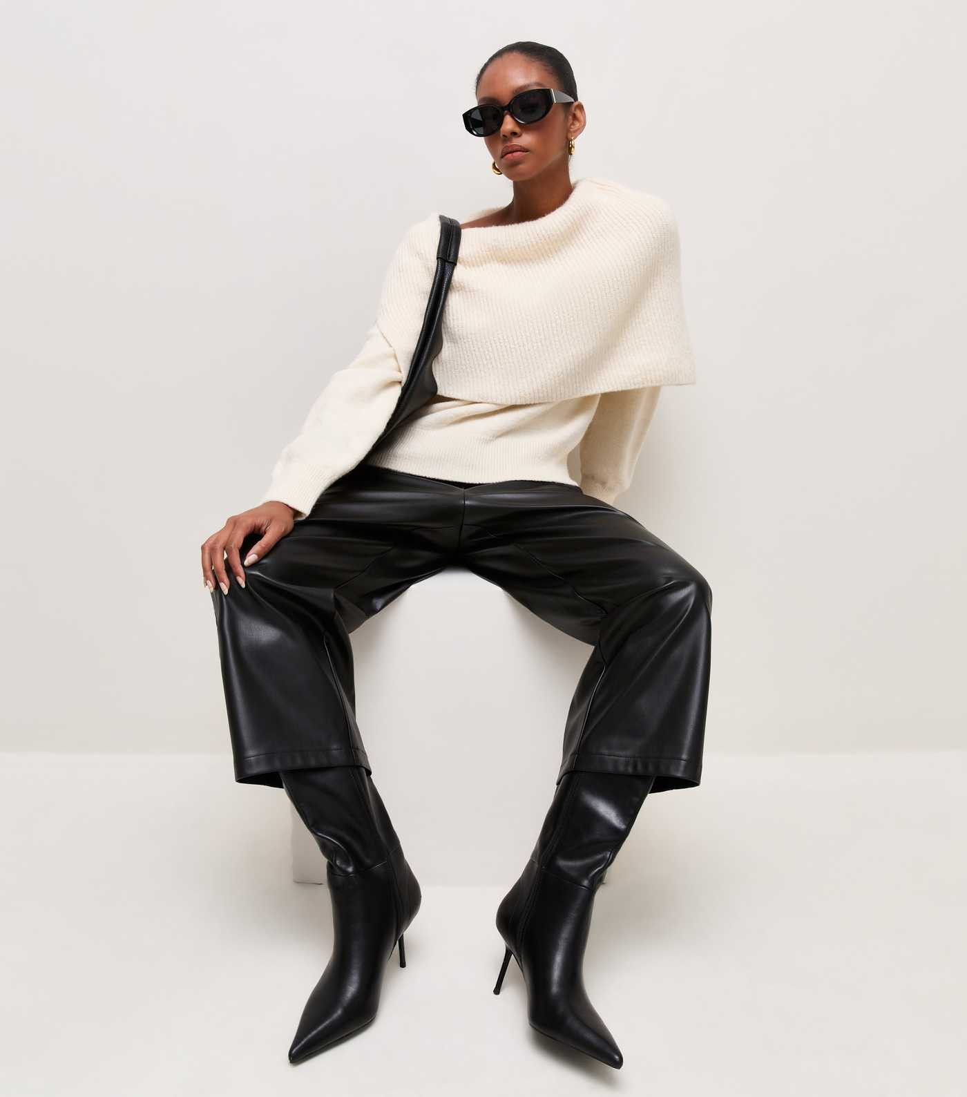 Black Faux Leather Wide Leg Culottes | New Look | New Look (UK)