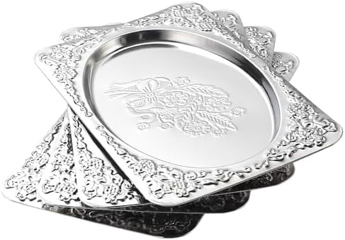 4-Pack Silver Serving Trays Set - ZENOVLUX Vintage Floral Engraved Mirror Decorative Tray, 13.8" ... | Amazon (US)