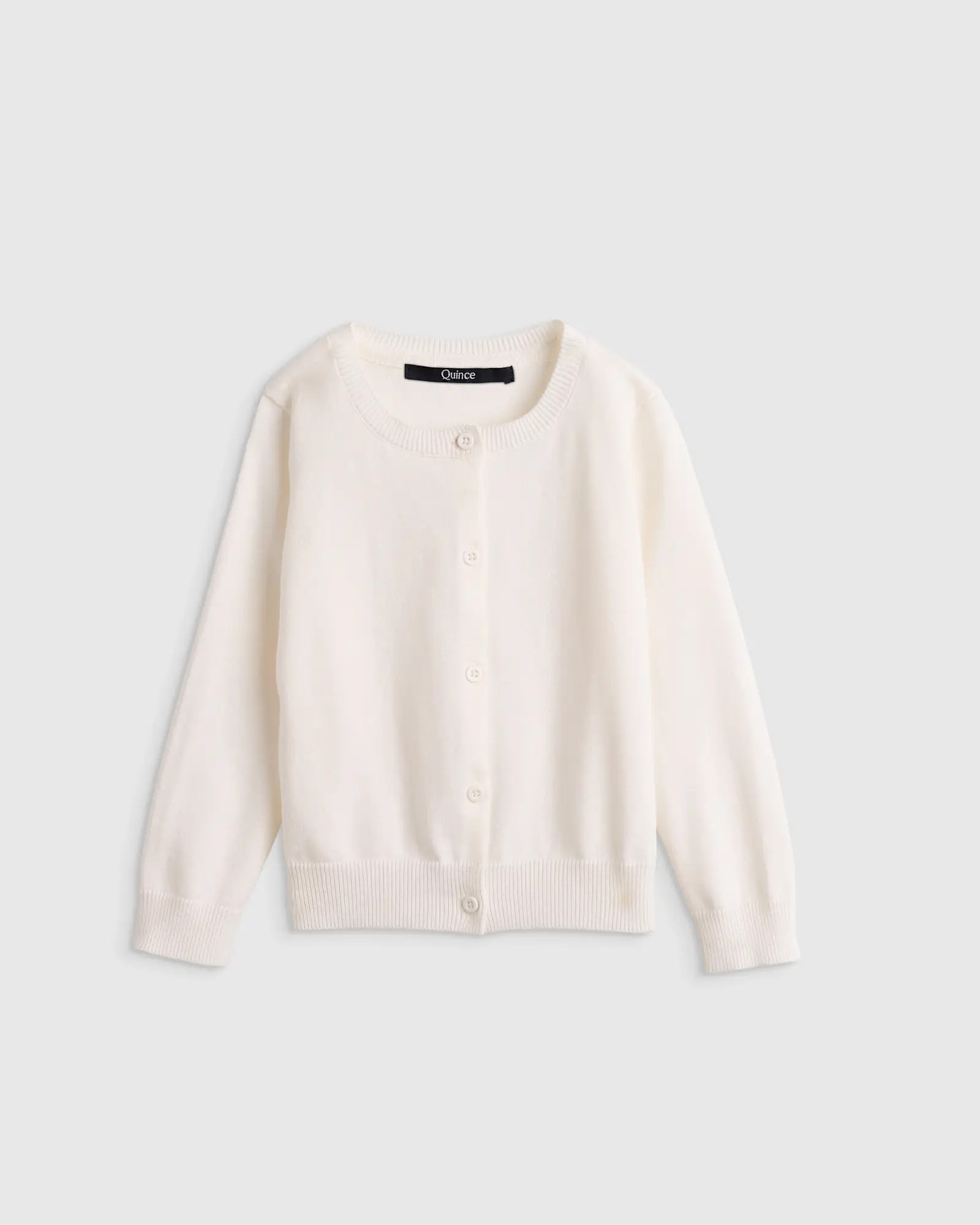 100% Organic Cotton Crewneck Cardigan | Quince