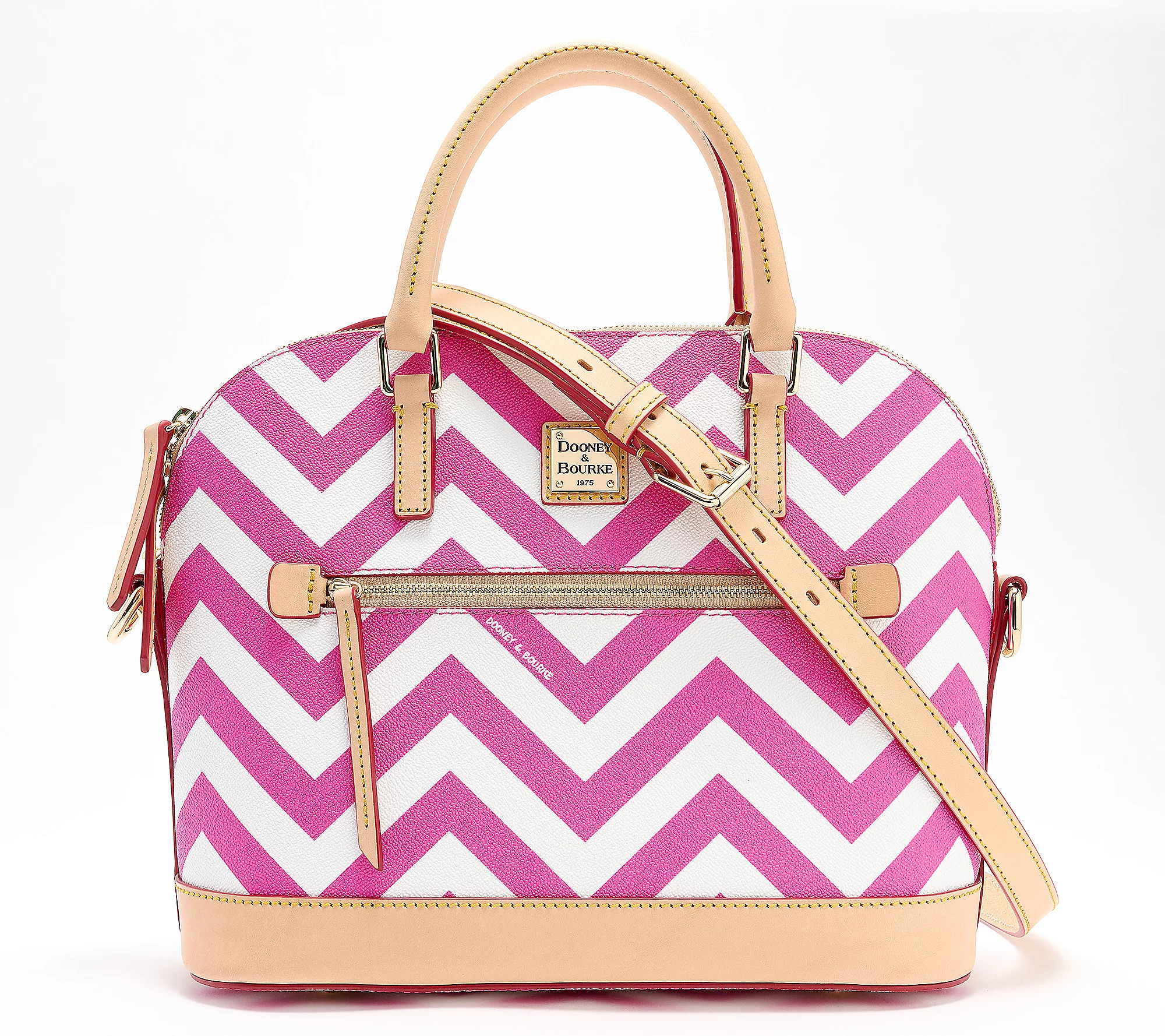As Is Dooney & Bourke Coated Cotton Chevron Domed Satchel | QVC