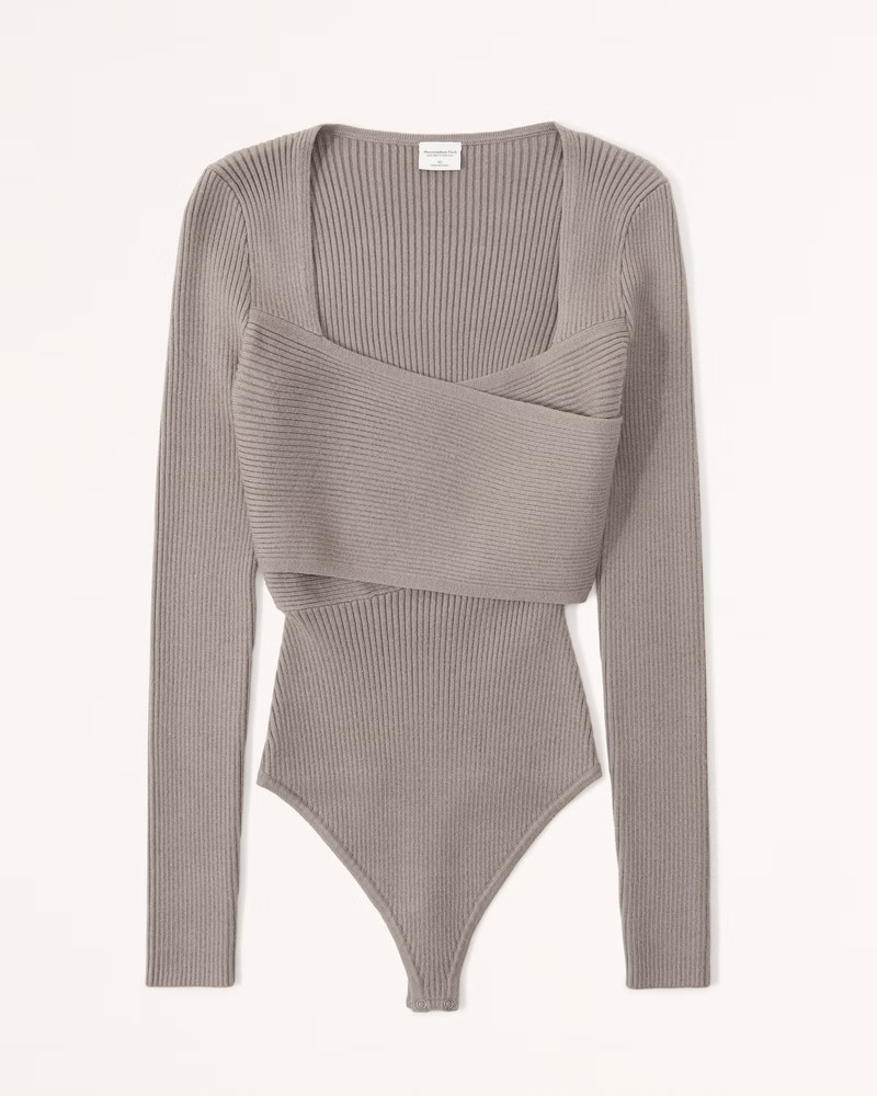 Long-Sleeve Wrap Sweater Bodysuit | Abercrombie & Fitch (UK)