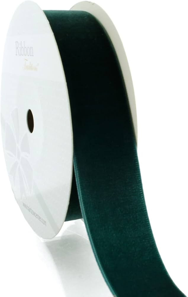 1" Velvet Ribbon Hunter Green 5 Yards HairBow Center | Amazon (US)