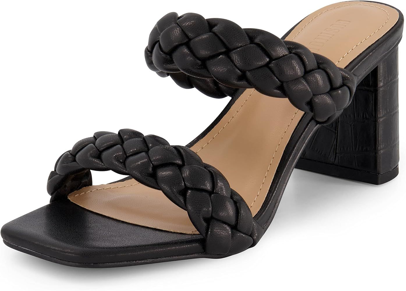 Dunes + CUSHIONAIRE Technology Women's Iris braided Heel Sandal +Memory Foam Insoles and Wide Widths | Amazon (US)