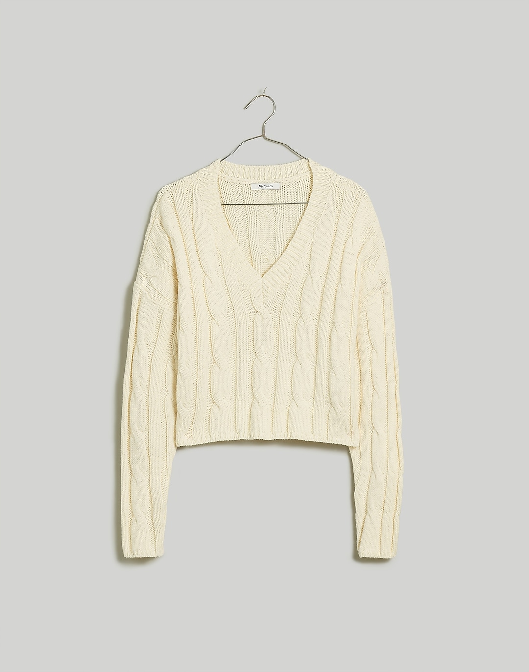 Cable-Knit V-Neck Crop Sweater | Madewell