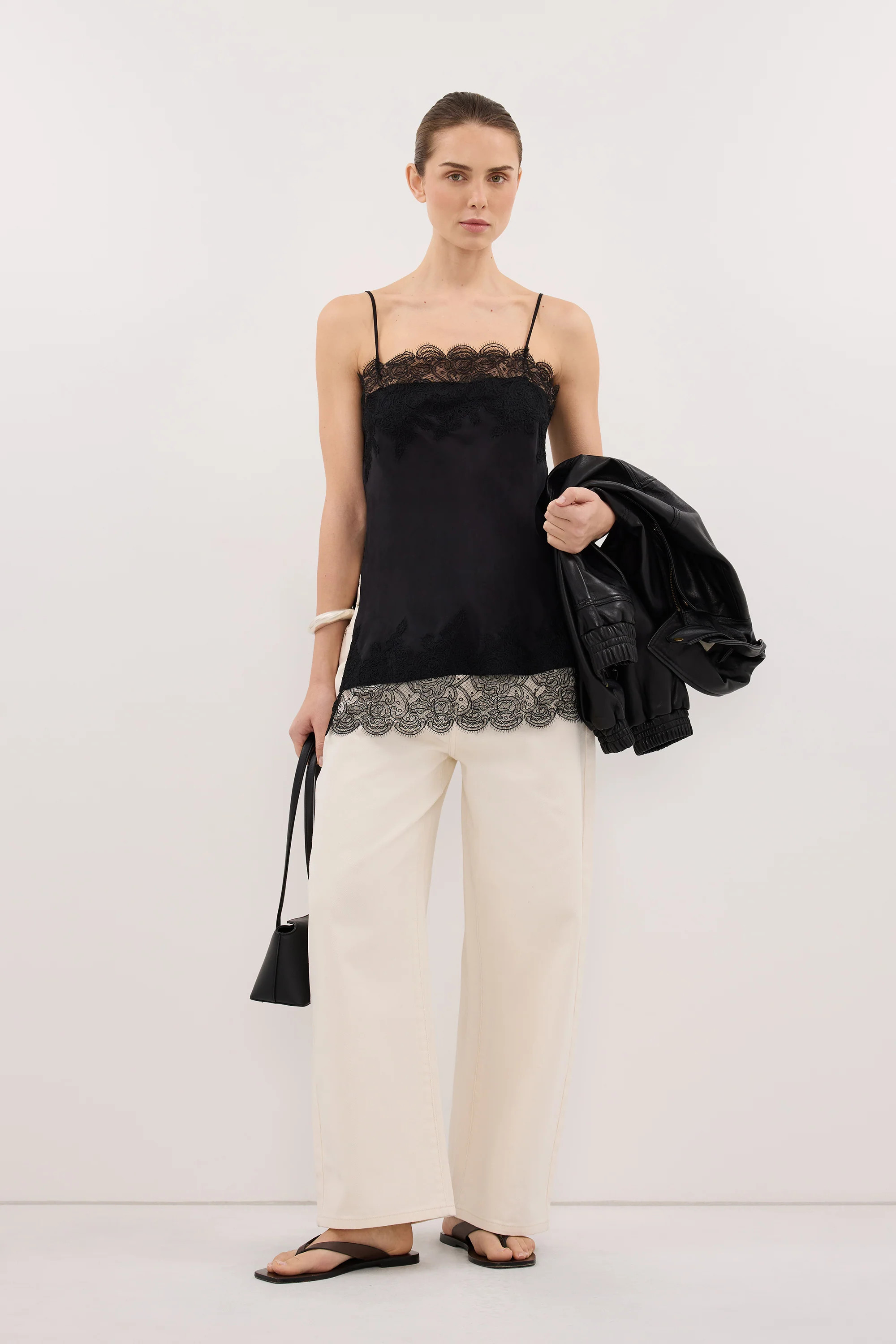 MINA BLACK CUPRO LACE TOP | DISSH