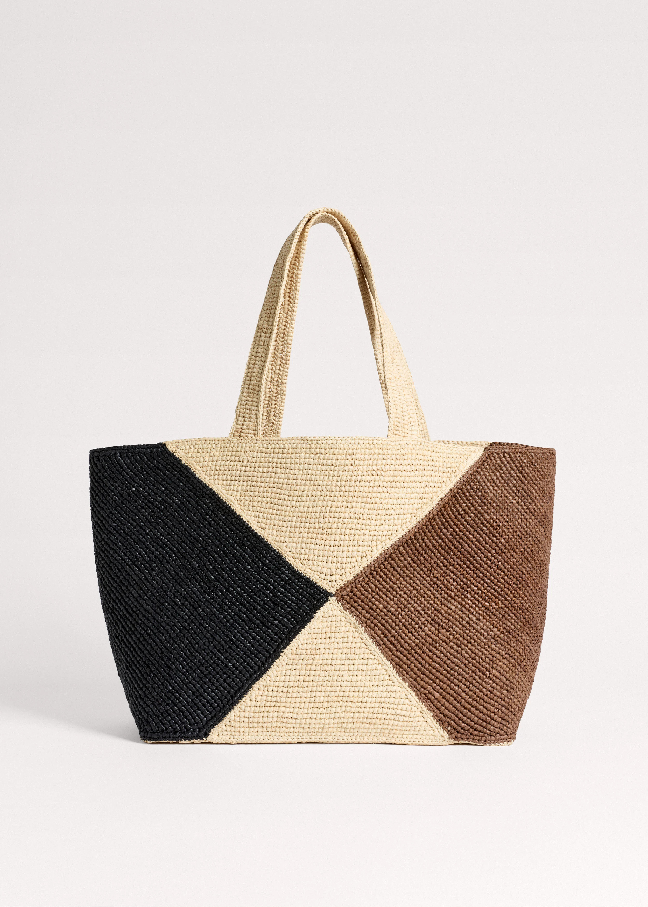 Contrast Panel Tote Woven Raffia | ME+EM Global (Excluding US)